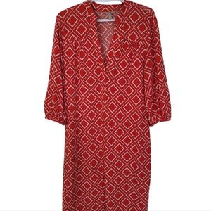 BANANA REPUBLIC Orange & White 3/4 Sleeve Jersey Shift Dress, US XL